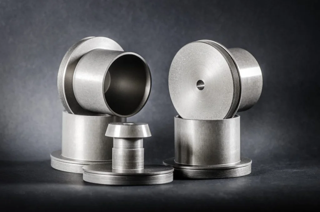 Cilindrische metalen onderdelen.
